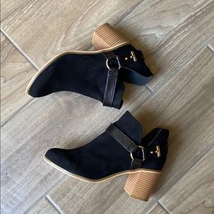 Topshop Black Suede Cutout Booties